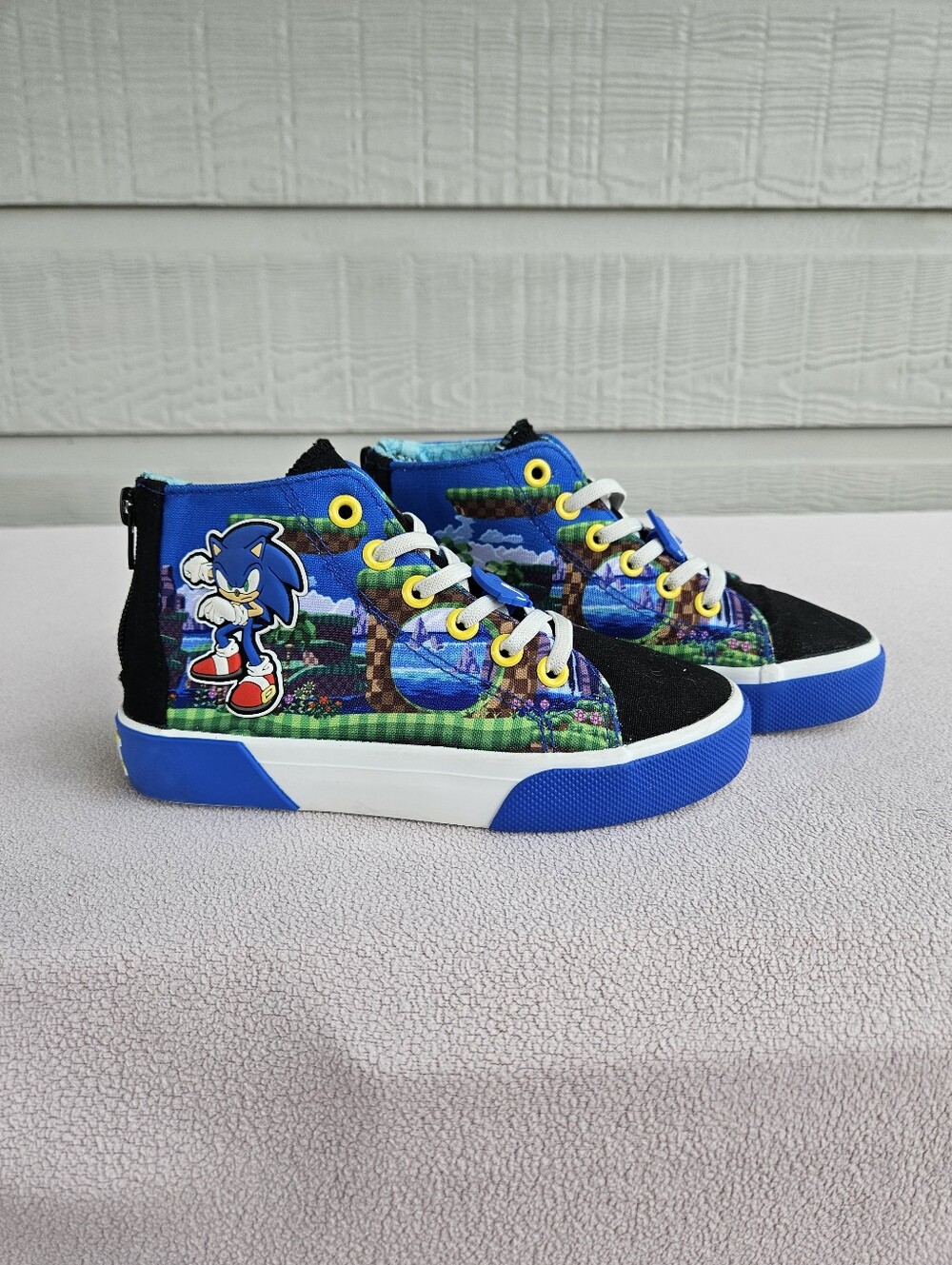 Ground Up Sonic the Hedgehog Mid Top Zipper Sneakers SZ 13 Child Blue Black Sega